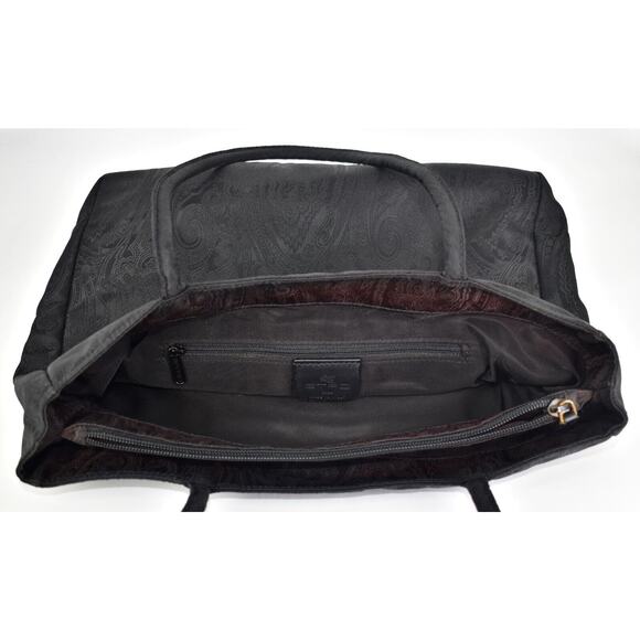 B0 Auth ETRO Black Jacquard Paisley Inside Zippered Pocket Shoulder Handbag Bag - Picture 7 of 9